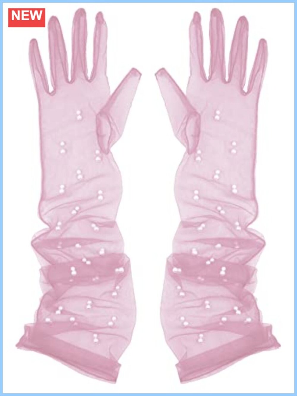 21" Tulle Opera Gloves Elbow Length Sheer Bridal Party Gloves